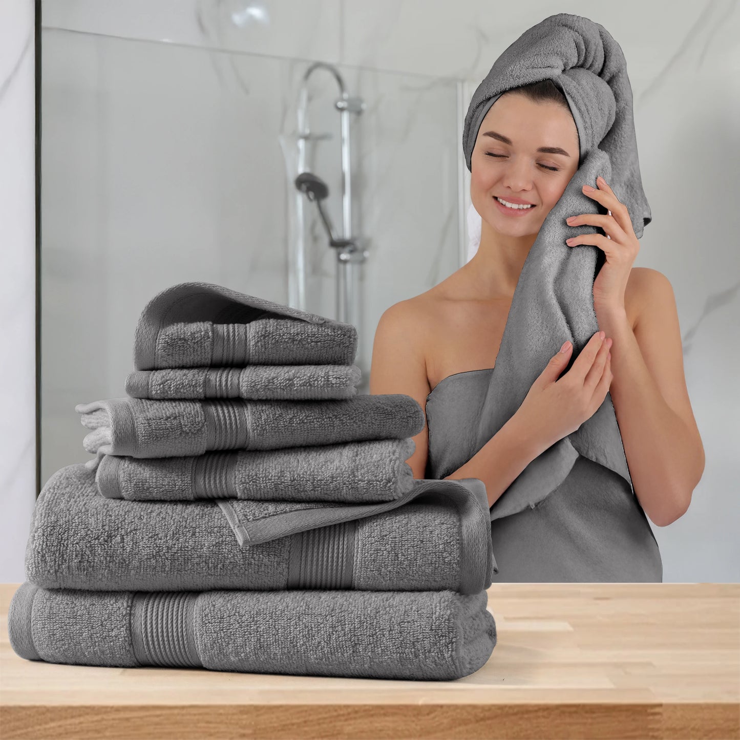 Lux Decor Six Piece Bath Towel Set Ultra Soft Cotton