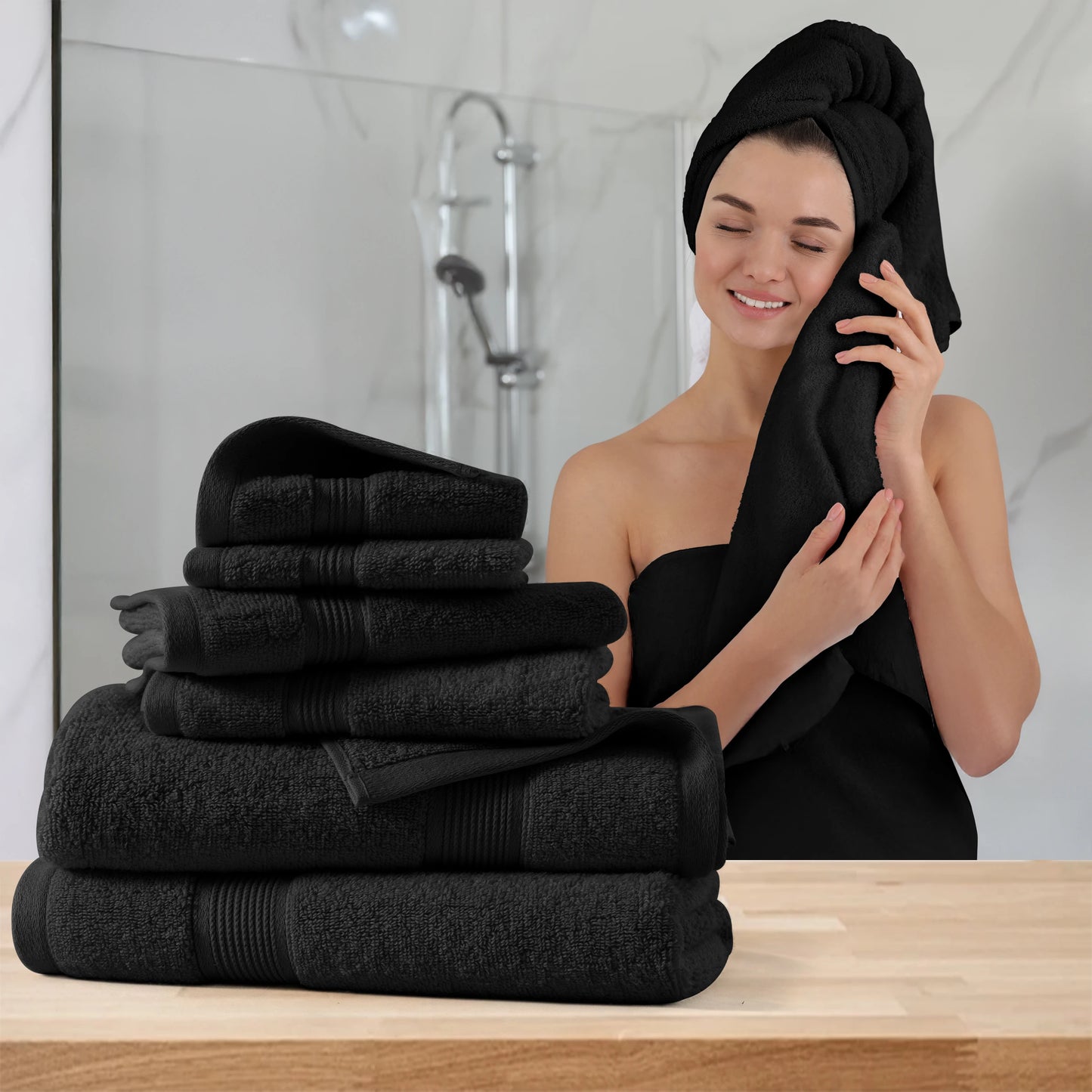 Lux Decor Six Piece Bath Towel Set Ultra Soft Cotton
