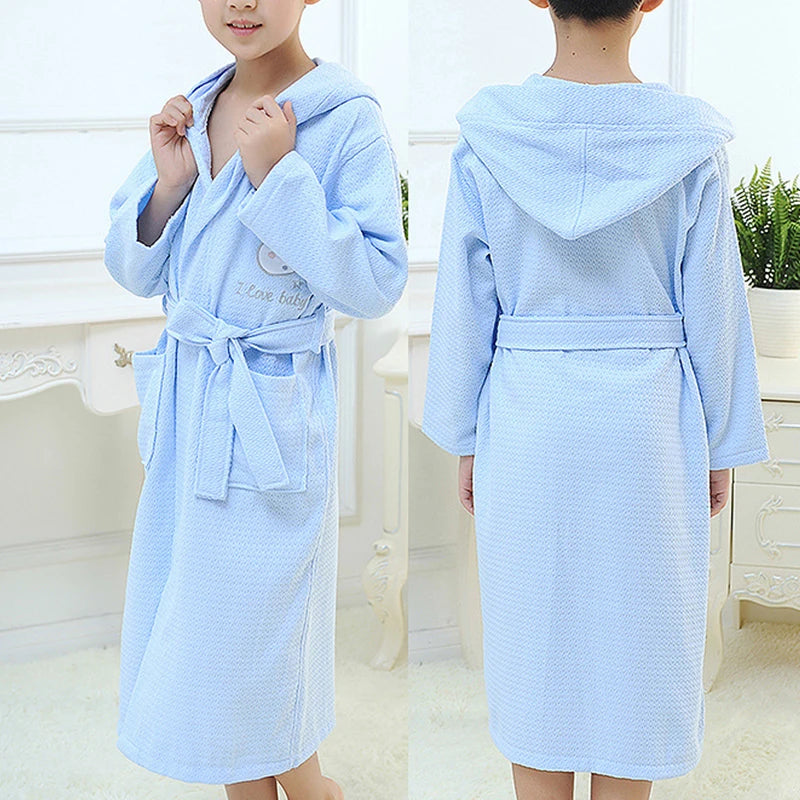 Pure Cotton Children's Robe Sleepwear Unisex Warm Bathrobe Loungewear