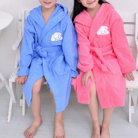 Pure Cotton Children's Robe Sleepwear Unisex Warm Bathrobe Loungewear