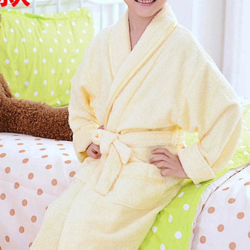 Pure Cotton Children's Robe Sleepwear Unisex Warm Bathrobe Loungewear