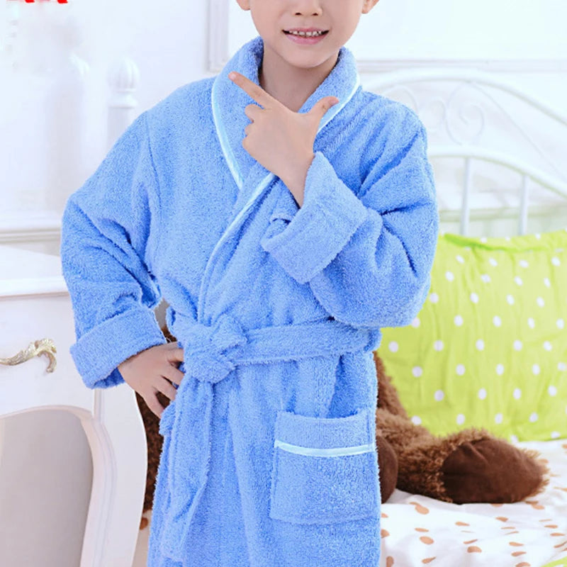 Pure Cotton Children's Robe Sleepwear Unisex Warm Bathrobe Loungewear