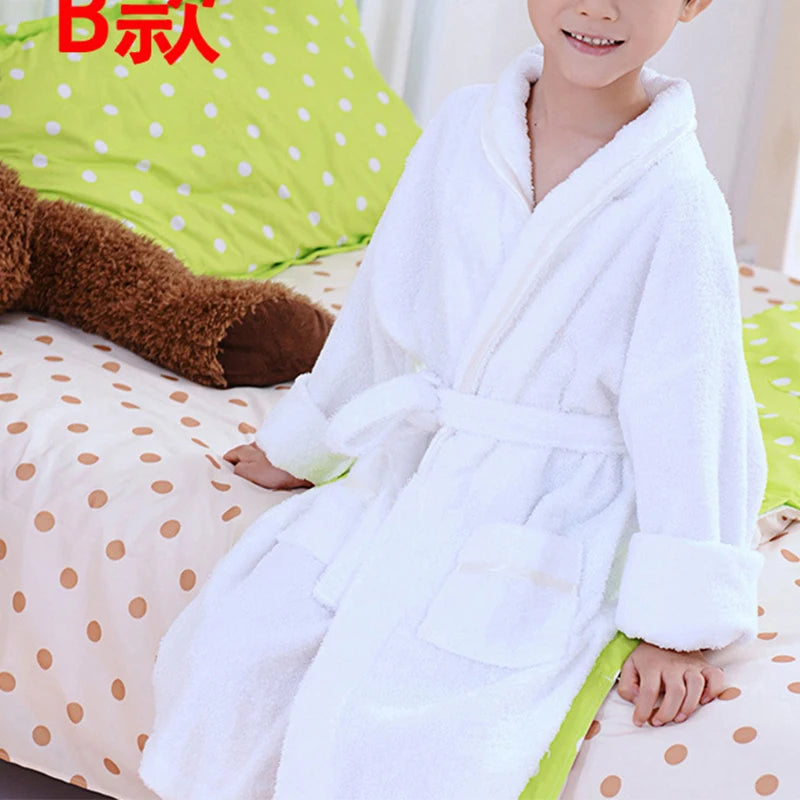 Pure Cotton Children's Robe Sleepwear Unisex Warm Bathrobe Loungewear
