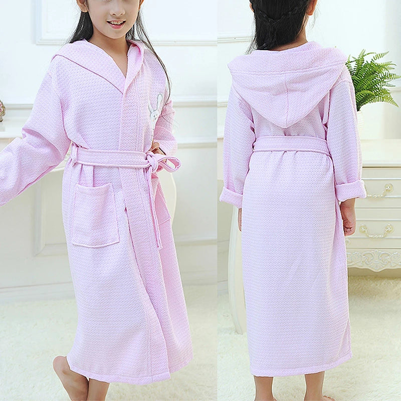 Pure Cotton Children's Robe Sleepwear Unisex Warm Bathrobe Loungewear