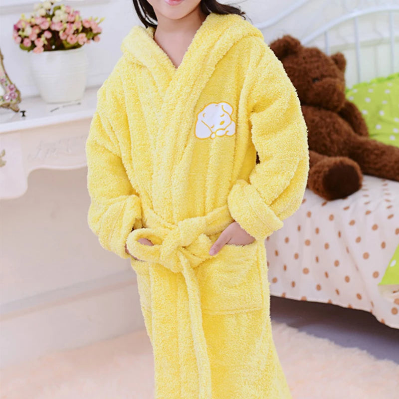 Pure Cotton Children's Robe Sleepwear Unisex Warm Bathrobe Loungewear