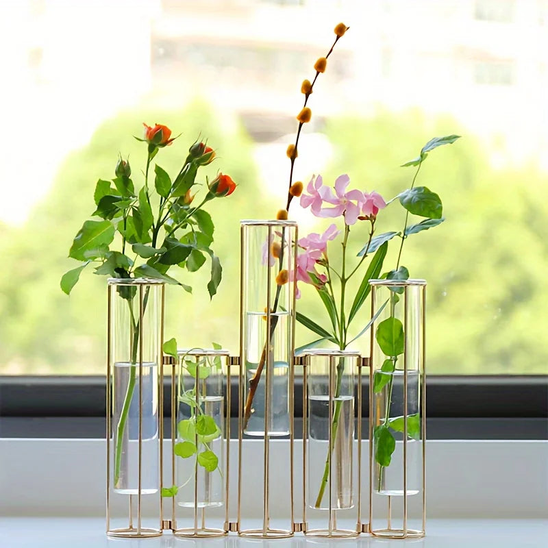 Test Tube Vase Centerpiece Set With Metal Stand For Weddings