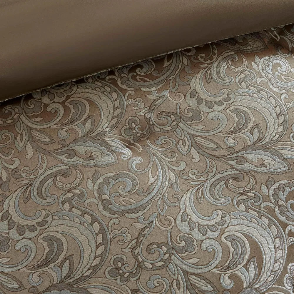 Bristol Bedding Set With Faux Silk Comforter And Jacquard Curtains