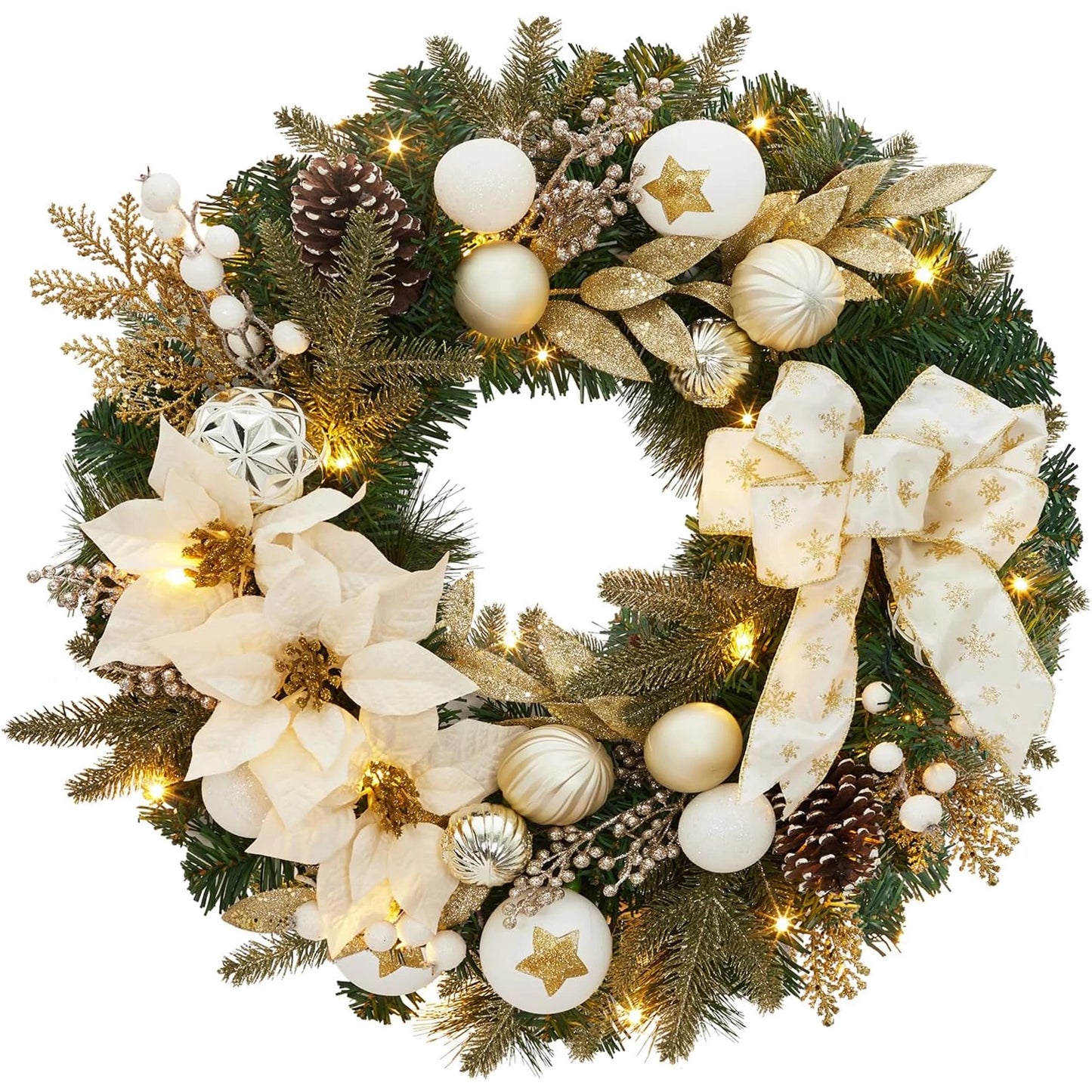 Lighted Christmas Wreath with Timer Prelit Indoor Decor