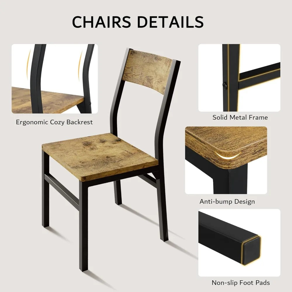 Contemporary-Rustic Extendable Dining Table Set With Chairs For Space-Saving Kitchen