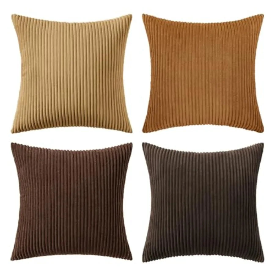 Boho Farmhouse Throw Pillow Cover Set Of 4 Corduroy Cushions