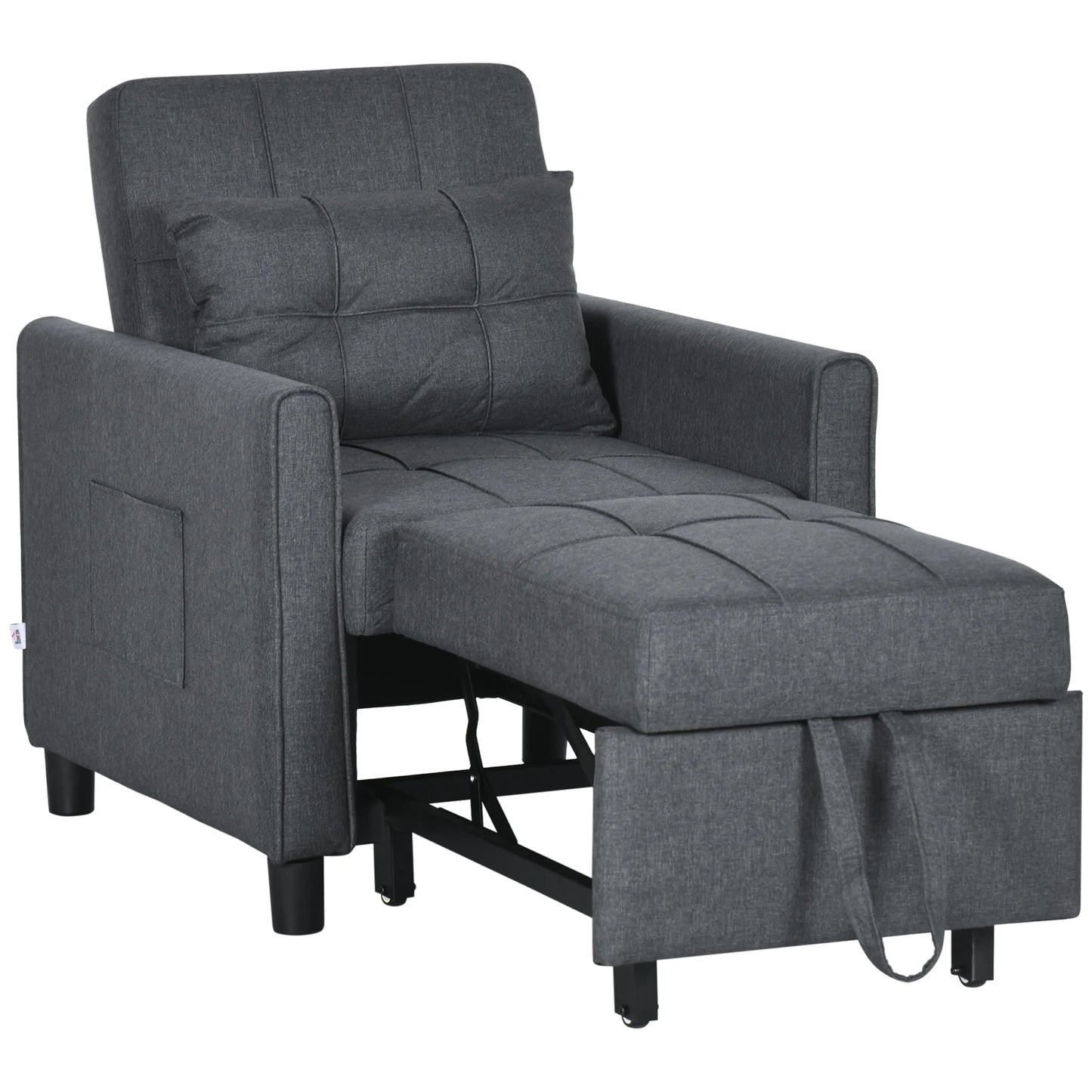 HOMCOM 3-In-1 Convertible Chair Bed With Adjustable Backrest