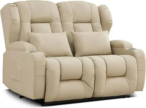 Manual Recliner Loveseat RV Sofa Home Theater Seating Cup Holder