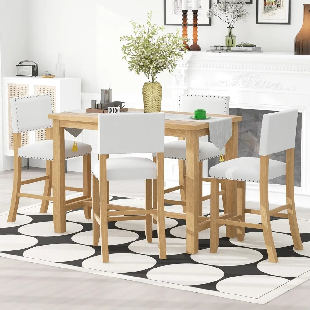 Ticify 5 Piece Dining Set Rectangular Table And Cushioned Chairs