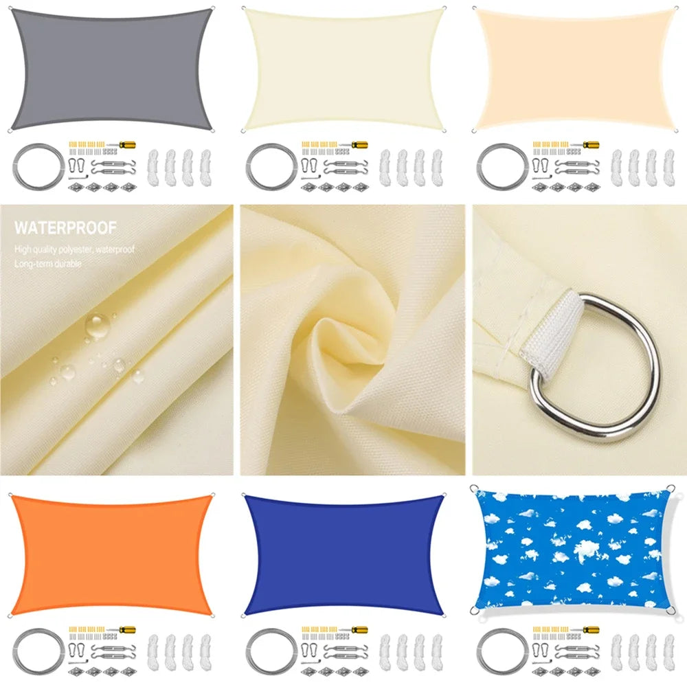 Waterproof Shade Sail With Hardware Kit For Outdoor Patio