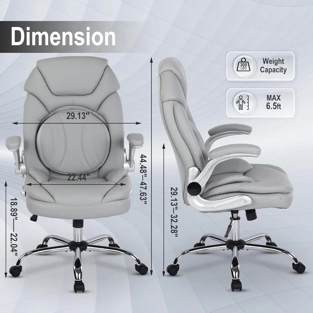 Executive Ergonomic Office Chair With PU Leather Lumbar Support AdjustabilityMechanism