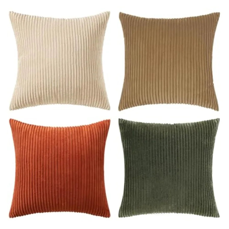 Boho Farmhouse Throw Pillow Cover Set Of 4 Corduroy Cushions