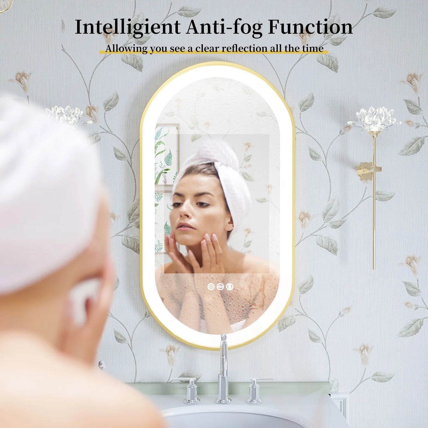 Wisfor LED Oval Bathroom Mirror With Stepless Dimmable Light