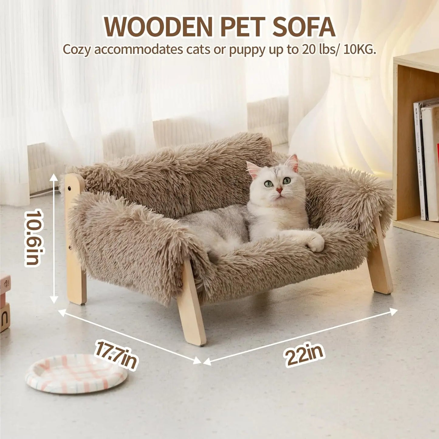 Mewoofun Cat Couch Bed Wooden Frame And Mattress Cover