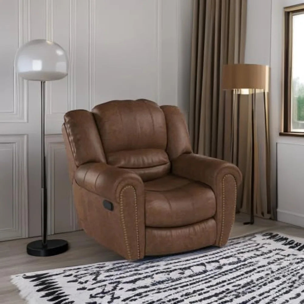 Leather Recliner Chair Traditional Manual Recliner For Living Room