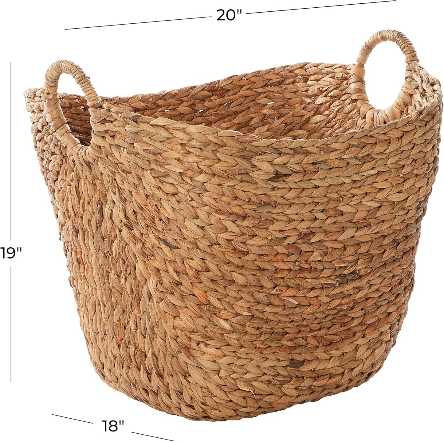 Seagrass Handmade Decorative and Functional Storage Basket Large Woven Basket Organizer with Ring Handles,