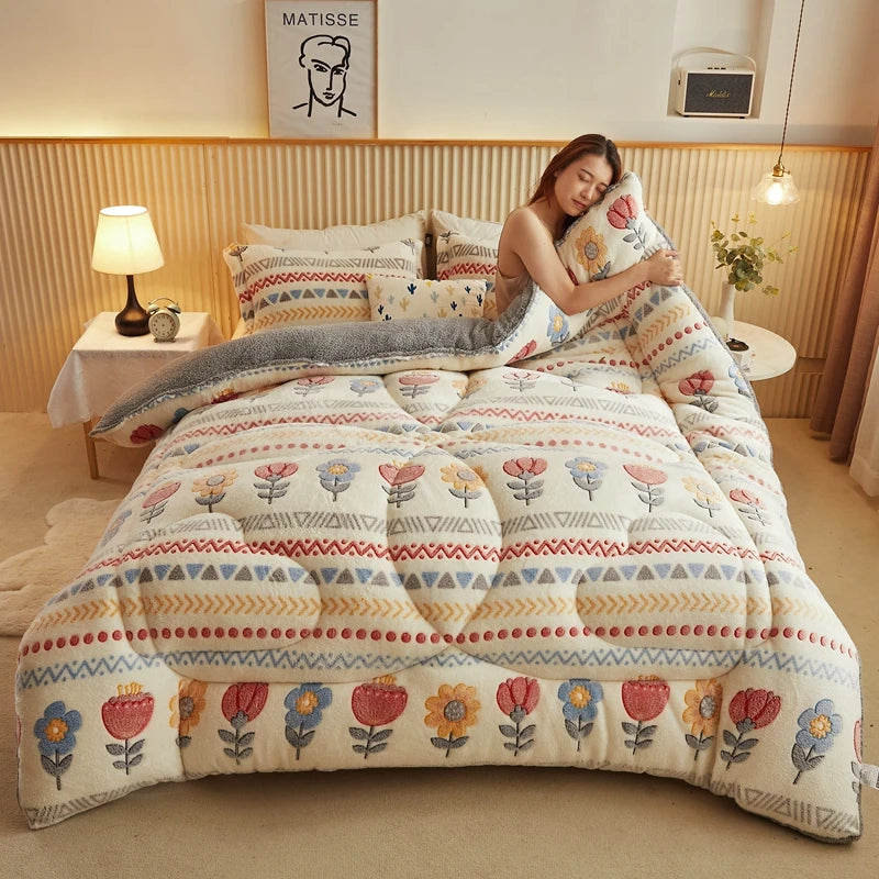 Tribal Aztec Geometric Fleece Bedding Comforter Set