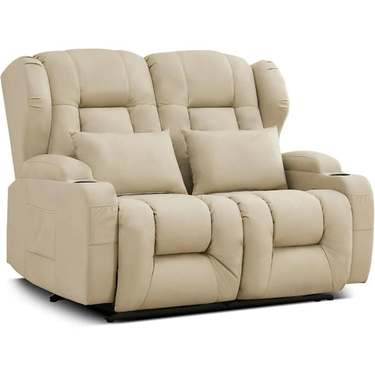 Manual Recliner Loveseat RV Sofa Home Theater Seating Cup Holder