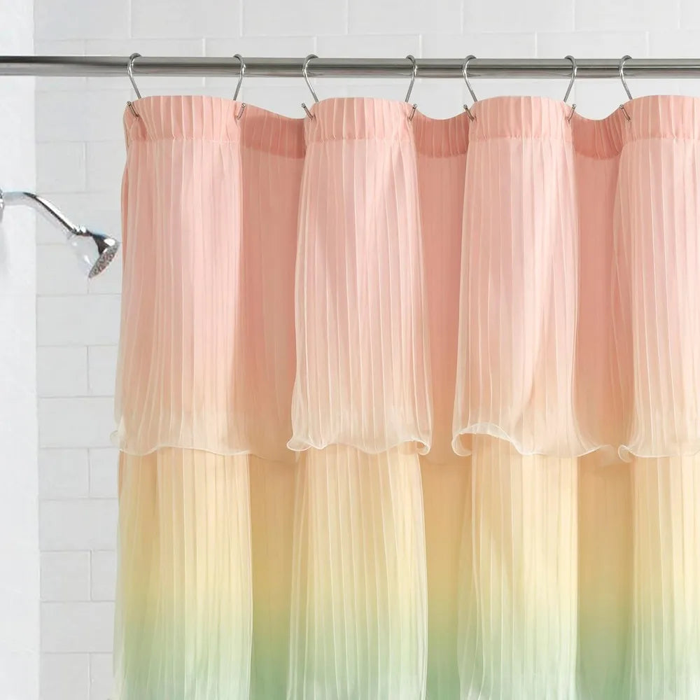 Nerina Ruffled Ombre Shower Curtain For Modern Bathroom Decor
