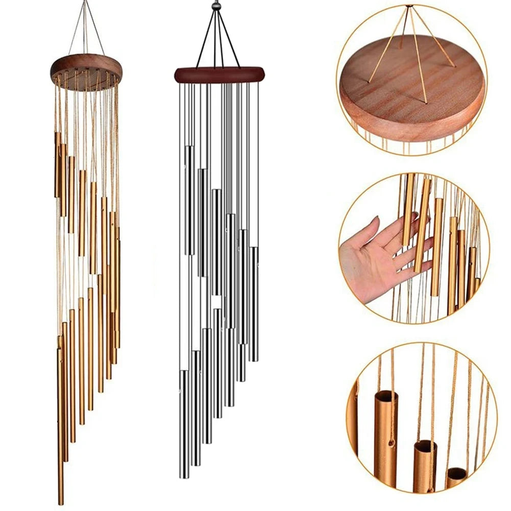 Aluminum Alloy Wind Chimes 12 Tubes With Hook For Outdoor Decor