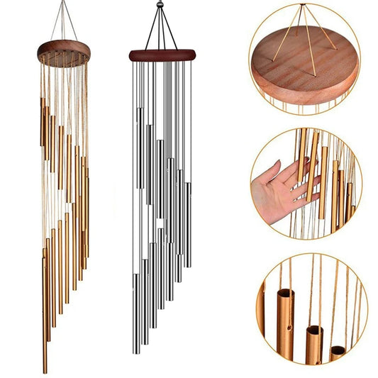 Aluminum Alloy Wind Chimes 12 Tubes With Hook For Outdoor Decor