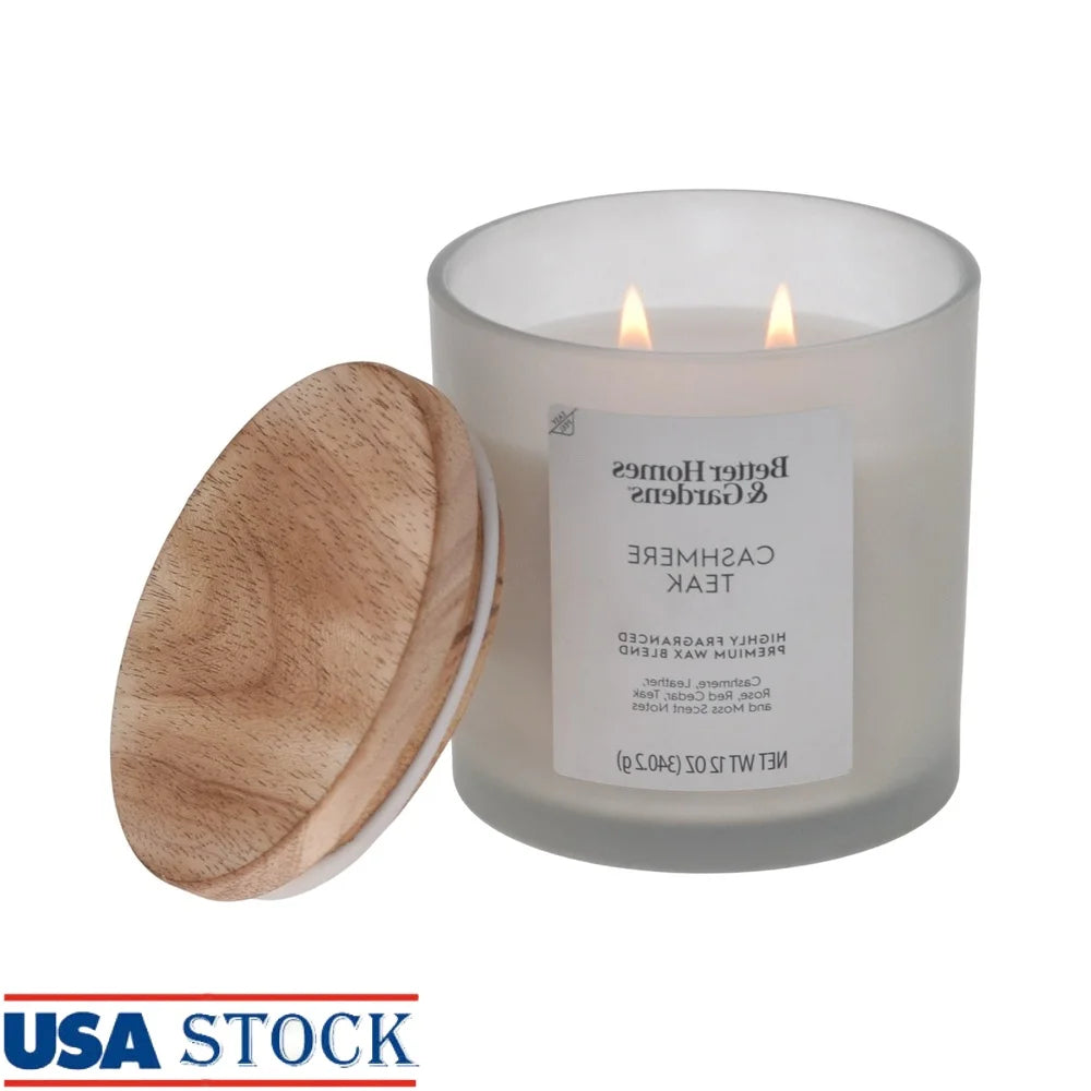 Cashmere Teak Scented Candle In Frosted Glass Jar Decor