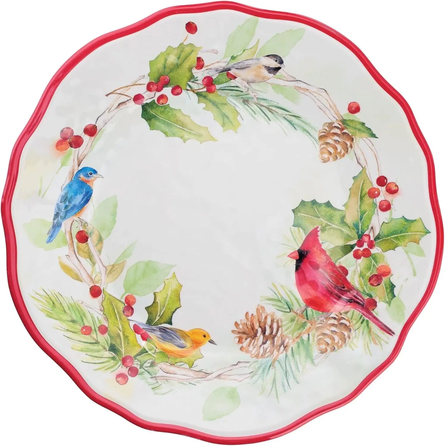 Winter Birds Melamine Dinnerware Set For OutdoorLiving Dining Festive Celebrations