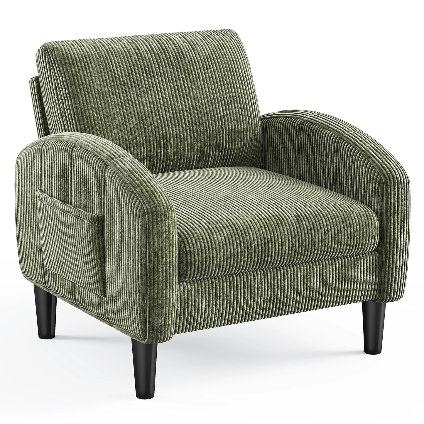 EnHomee Modern Armchair With Side Pockets And Metal Frame