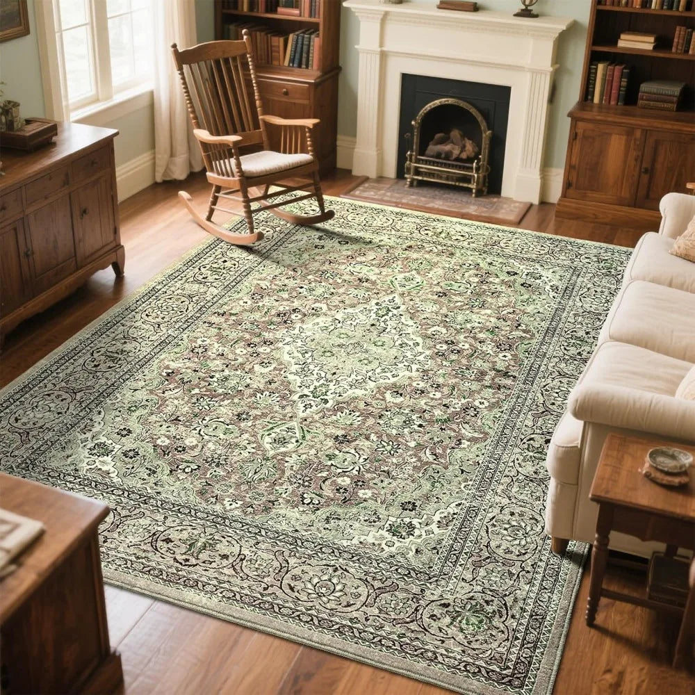 Machine Made Washable Area Rug With Non Slip Backing For Indoor Use In Living Rooms Kitchens And Bathrooms