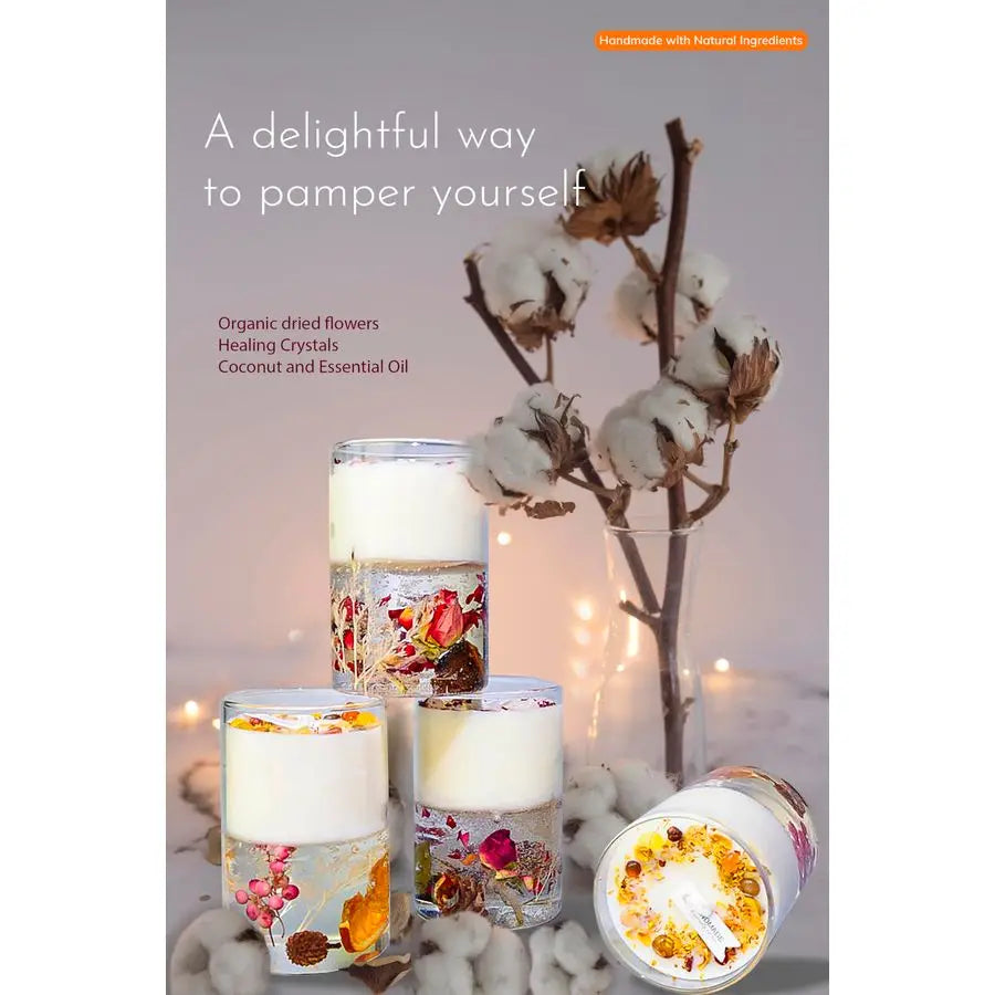 Organic Jelly Candles With Dried Flowers Gift Set