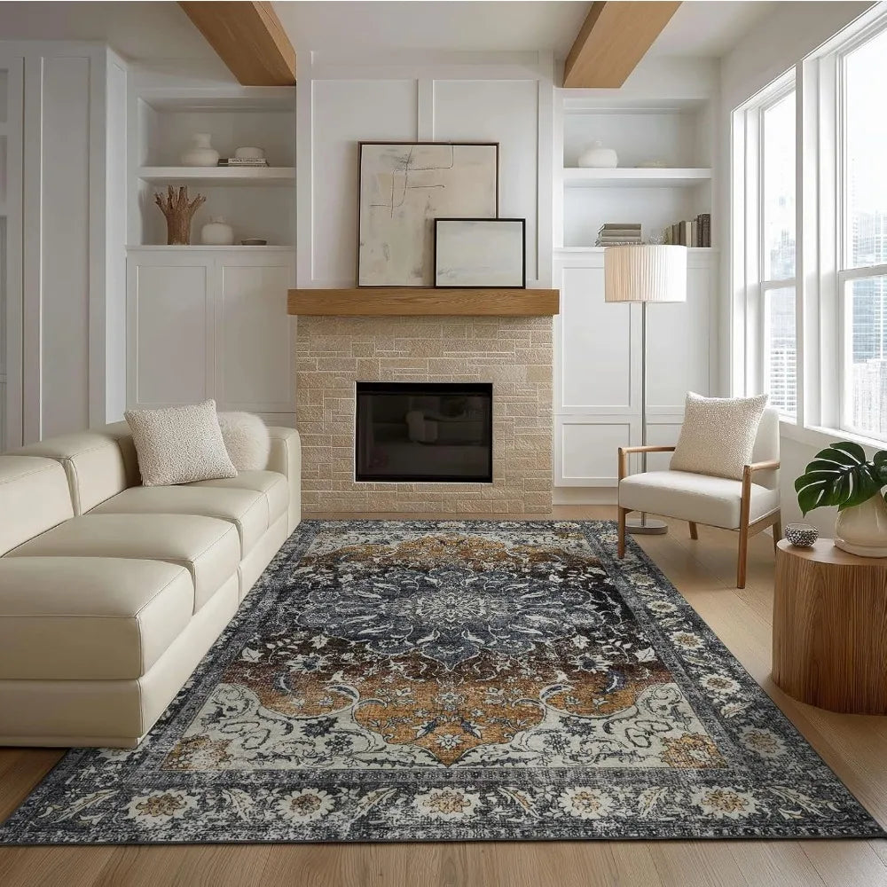 Premium Washable NonSlip Faux Wool Area Rug With StainResistantTexture UltraDurable