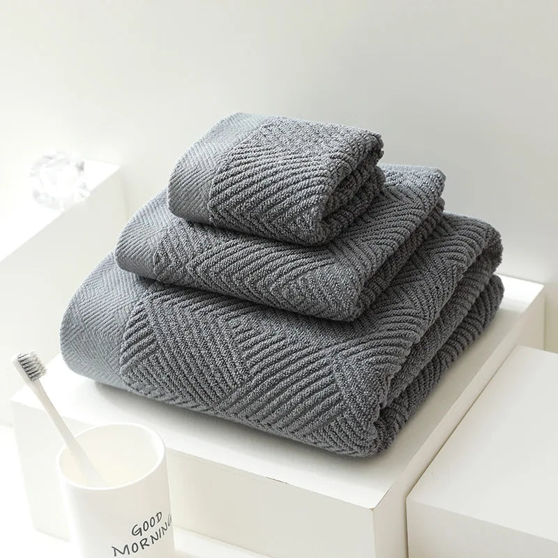 3 Piece Long Staple Cotton Bath Towel Set Quick Dry