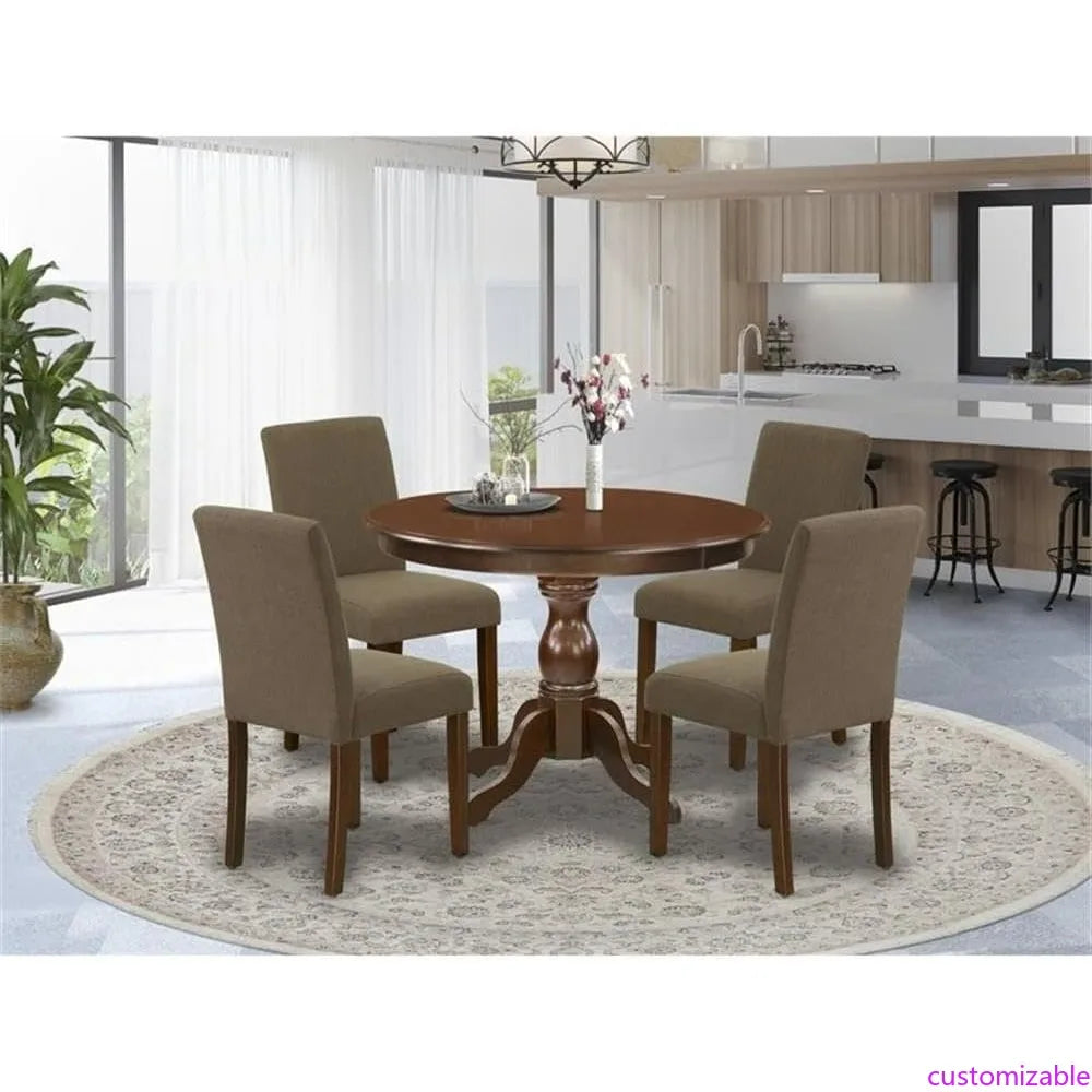 Five Piece Dining Set With Round Pedestal Table And Chairs