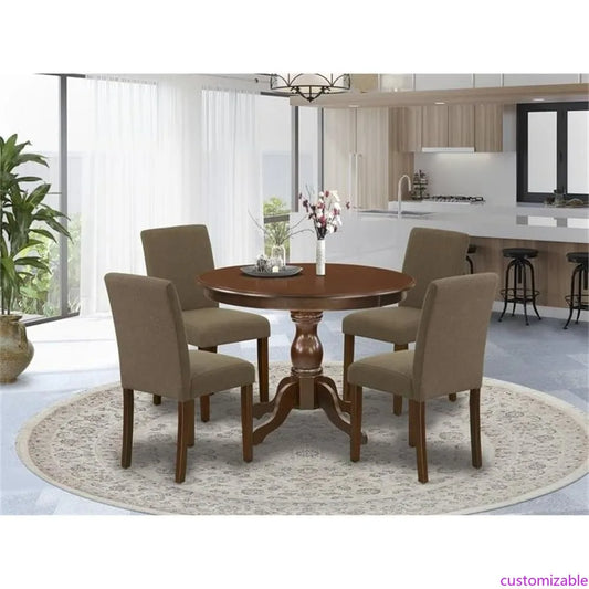 Five Piece Dining Set With Round Pedestal Table And Chairs