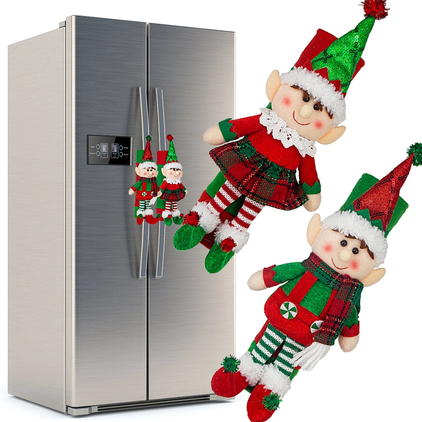 Elf Refrigerator Handle Covers Set for Christmas Decor