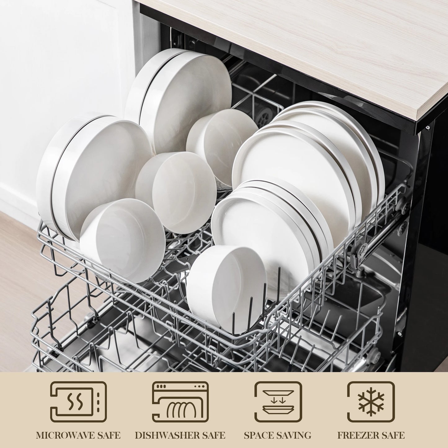 Malacasa Ceramic Dinnerware Set Rimmed Plates And Bowls