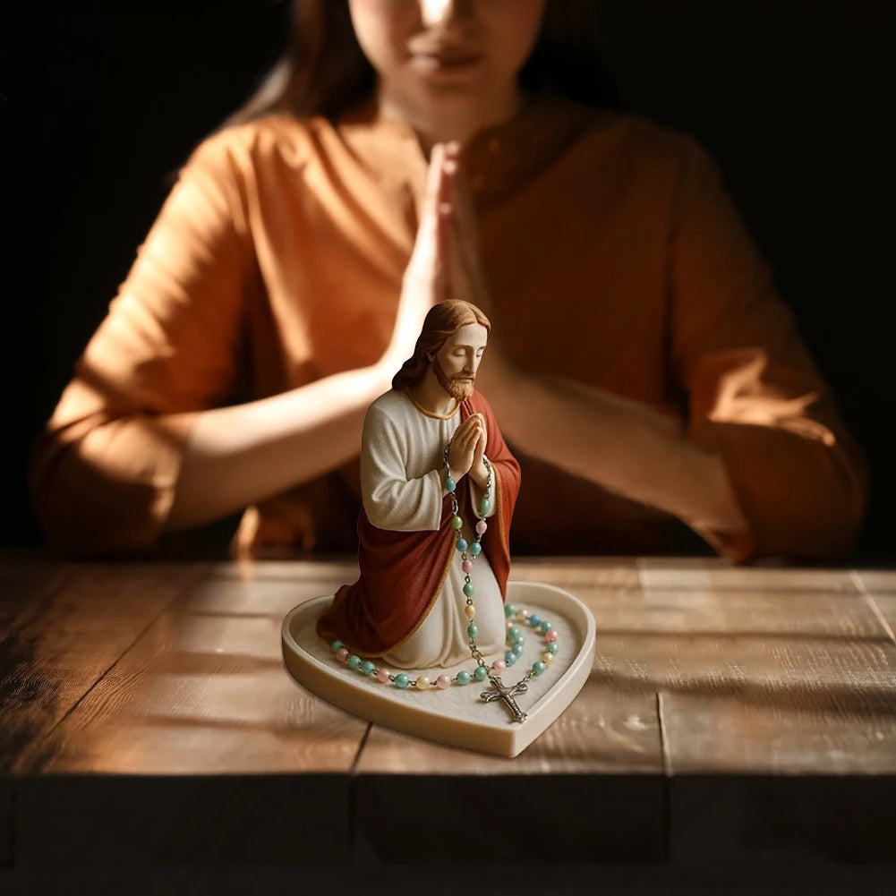 Virgin Mary Rosary Holder Statue Resin Our Lady Prayer Box