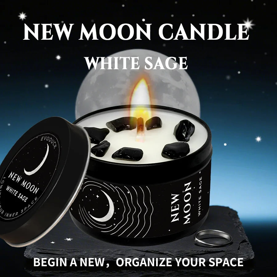 New Moon Sage Manifestation Candle With Hand Poured Soy Wax