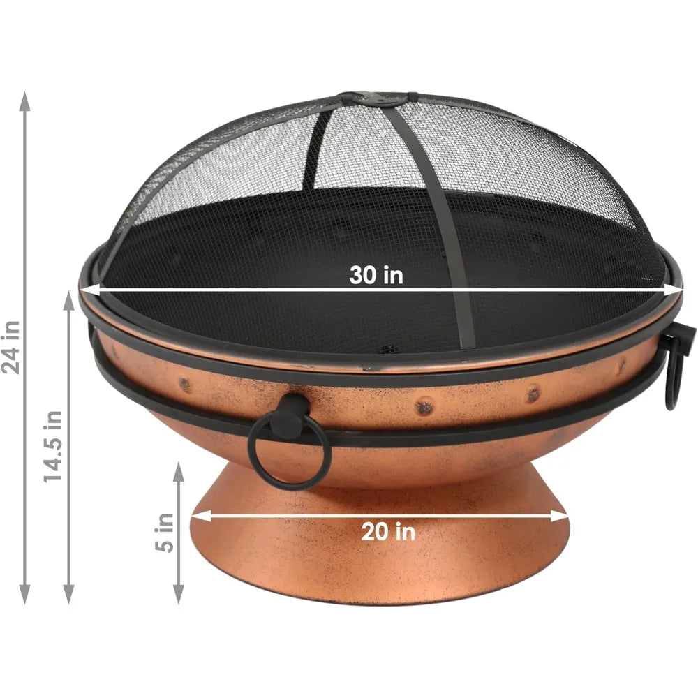 Royal Cauldron Outdoor Wood Burning Fire Pit With Screen