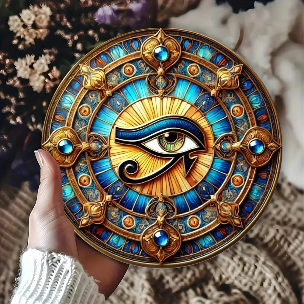Eye Of Horus Round Iron Wall Art For Luxurious Homes