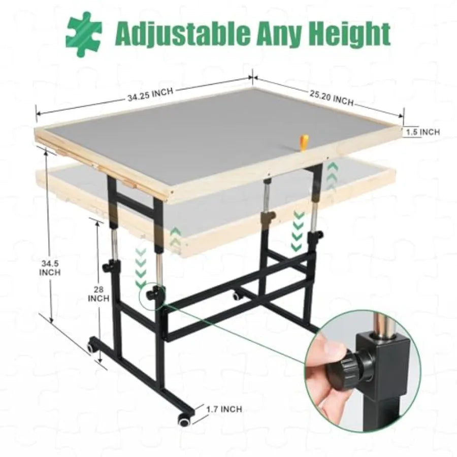 Adjustable Jigsaw Puzzle Table For Adults Tilting Angles