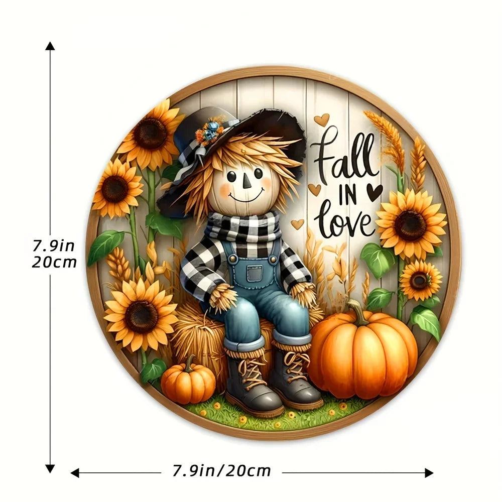 Tin Painting Charming Scarecrow Fall Harvest Sign Decor