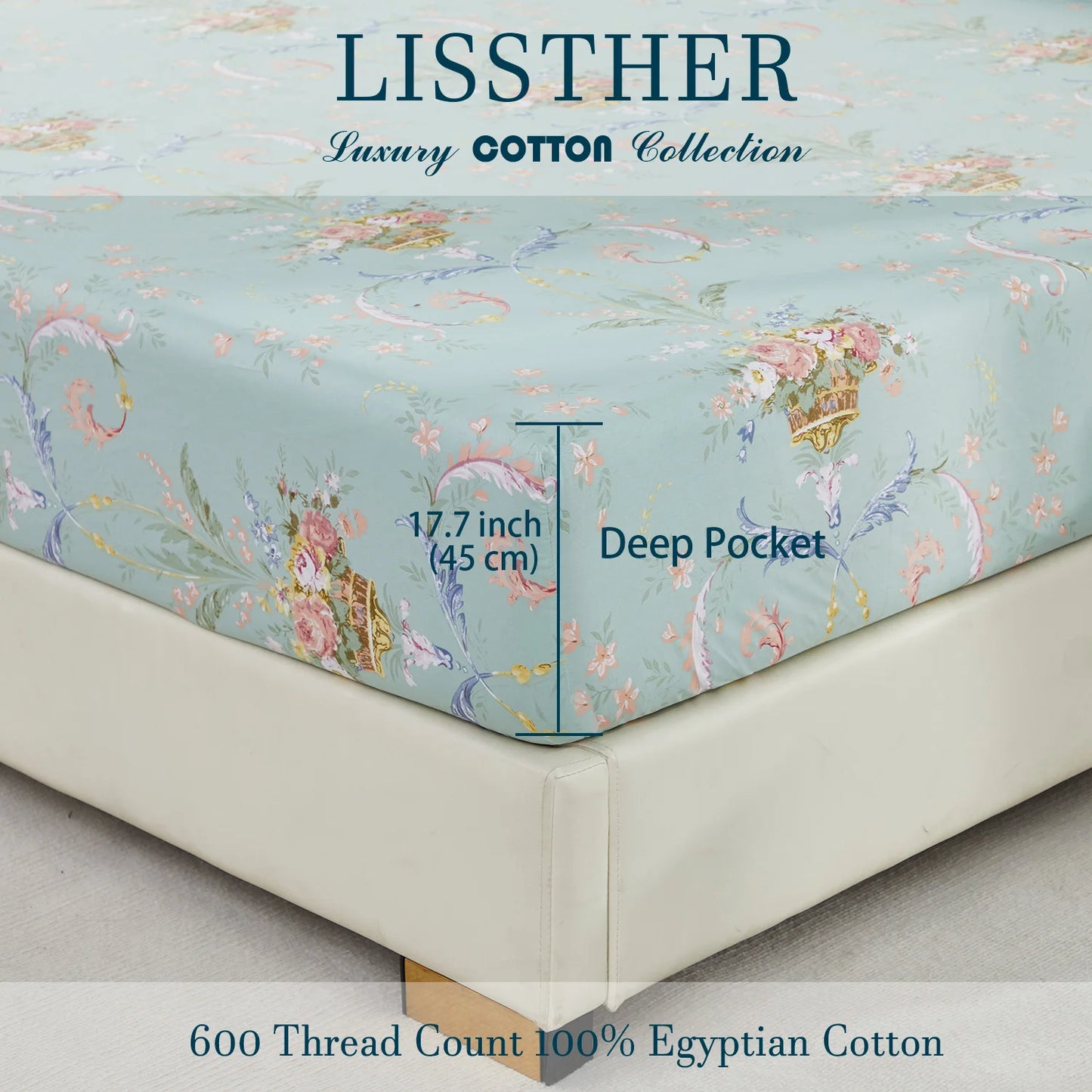 Egyptian Cotton Fitted Sheet Set With Floral Luxury Shabby Chic