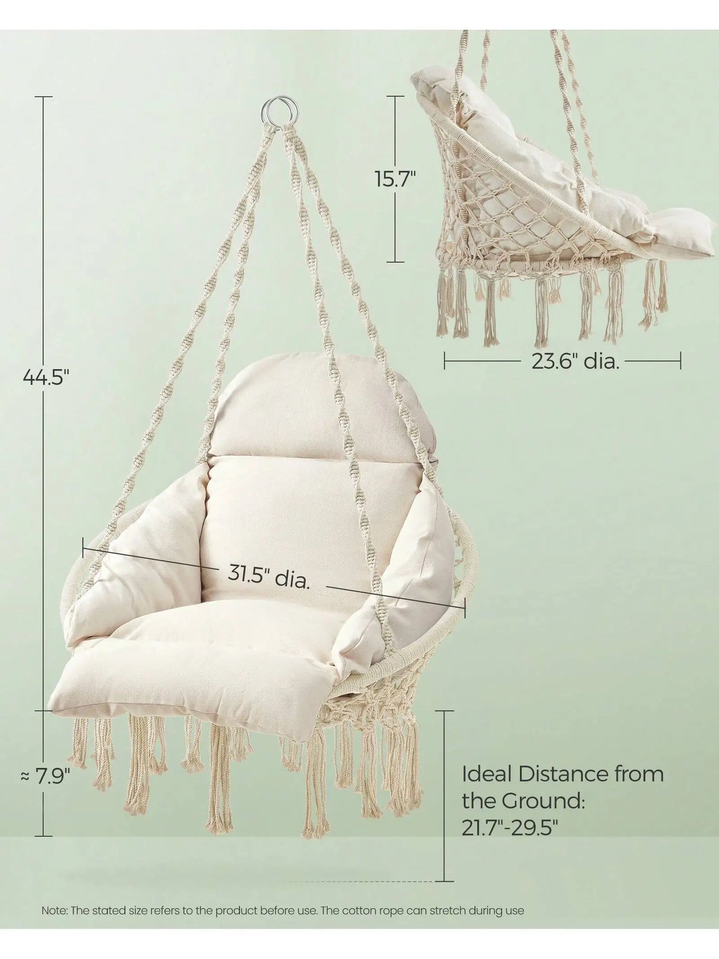 Songmics Ergonomically Cushioned Hanging Chair Swing Indoor Outdoor Superior Comfort