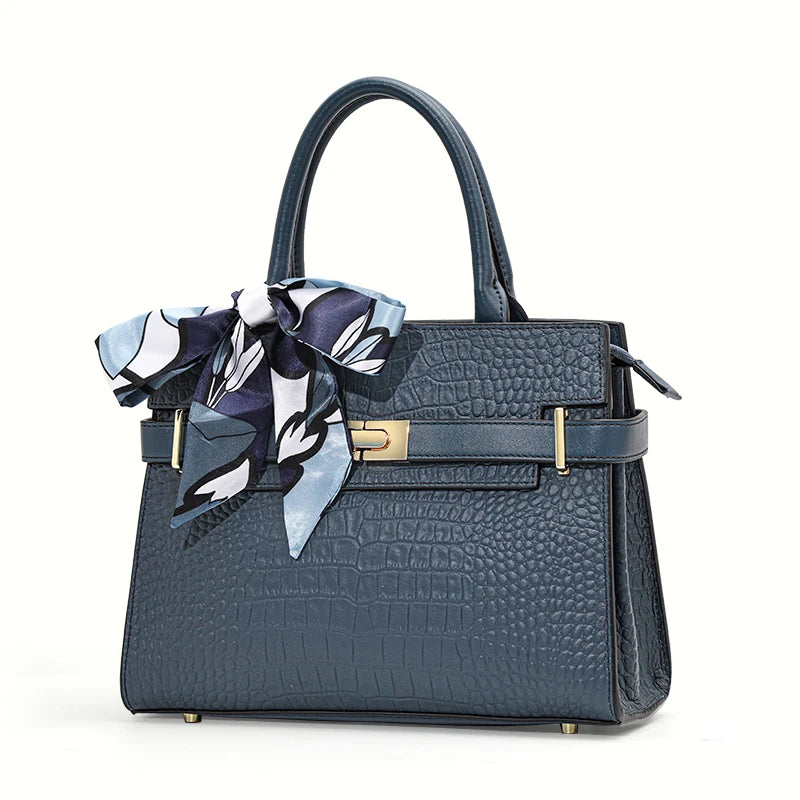 Aidrani Authentic Leather Crocodile Pattern Handbag For Women Spacious Interior