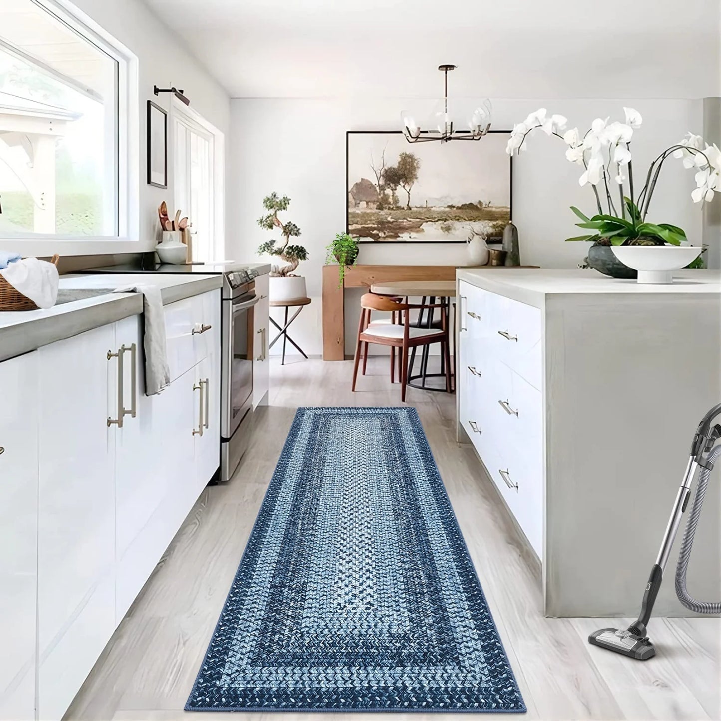 Braided Geometric Area Rug for Living Room and Bedroom